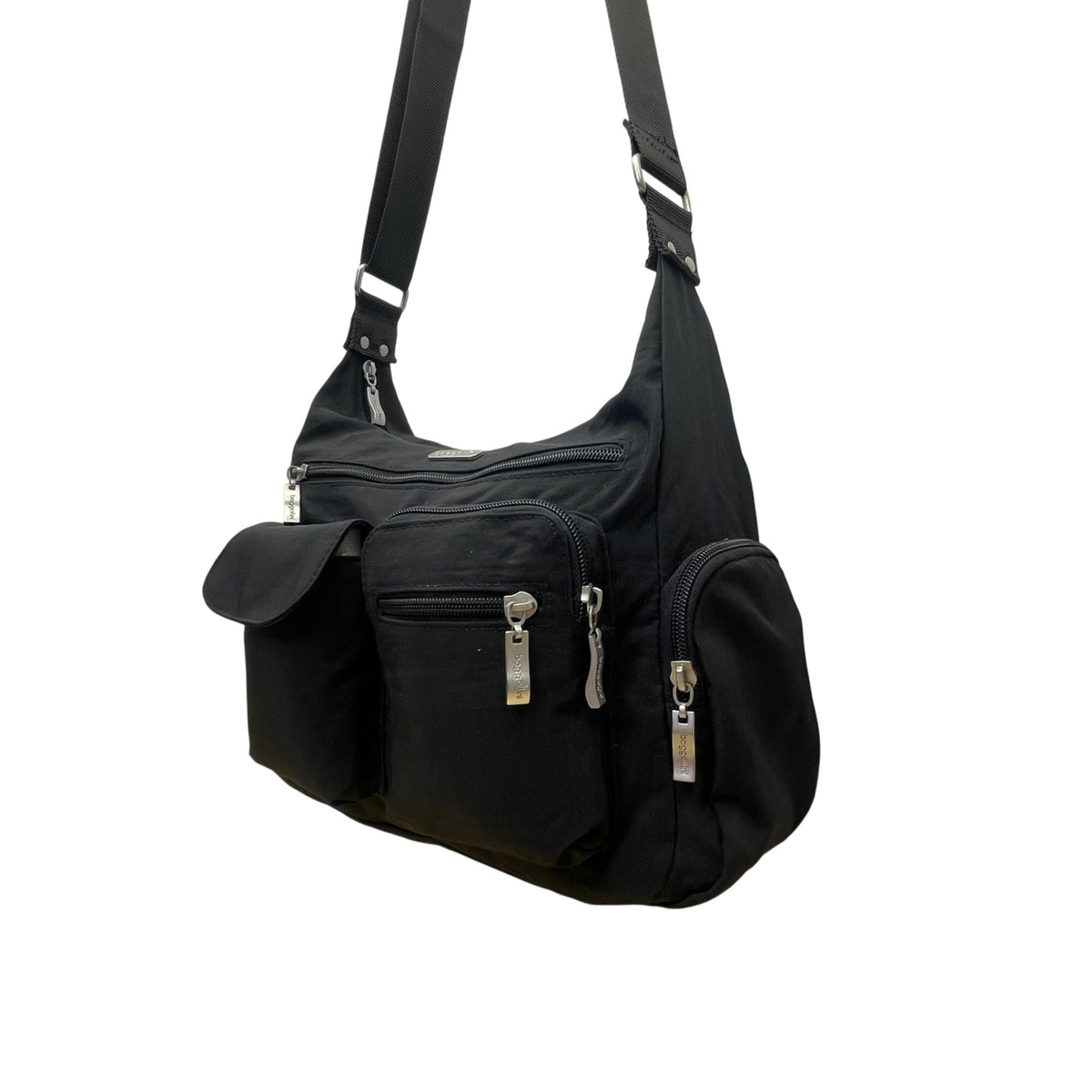 Baggallini Women’s Black Nylon Multi-Pocket Adjustable Crossbody Bag Size M