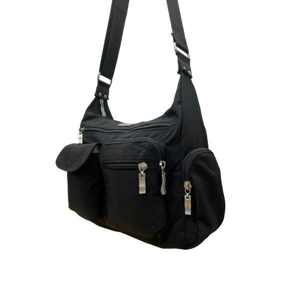 Baggallini Women’s Black Nylon Multi-Pocket Adjustable Crossbody Bag Size M