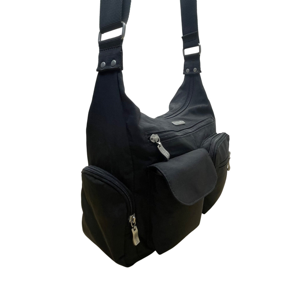 Baggallini Women’s Black Nylon Multi-Pocket Adjustable Crossbody Bag Size M