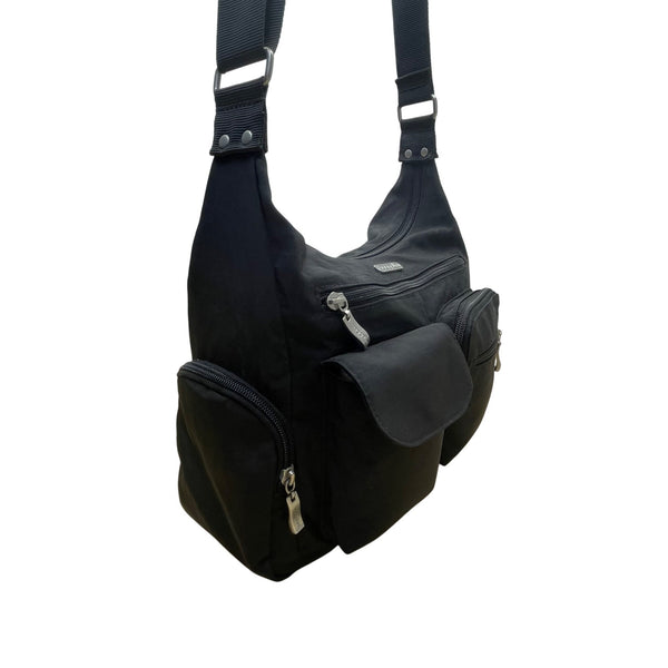 Baggallini Women’s Black Nylon Multi-Pocket Adjustable Crossbody Bag Size M