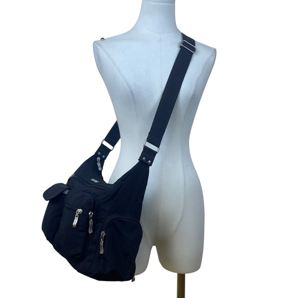 Baggallini Women’s Black Nylon Multi-Pocket Adjustable Crossbody Bag Size M