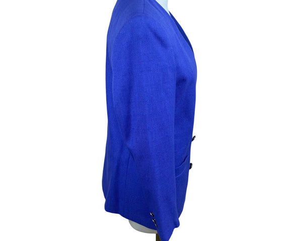 Vintage 90's Kasper Double-Breasted Womens Blazer Royal Blue Chic Stylish Sz 4
