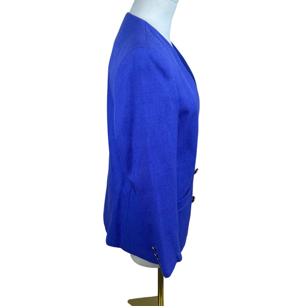 Vintage 90's Kasper Double-Breasted Womens Blazer Royal Blue Chic Stylish Sz 4