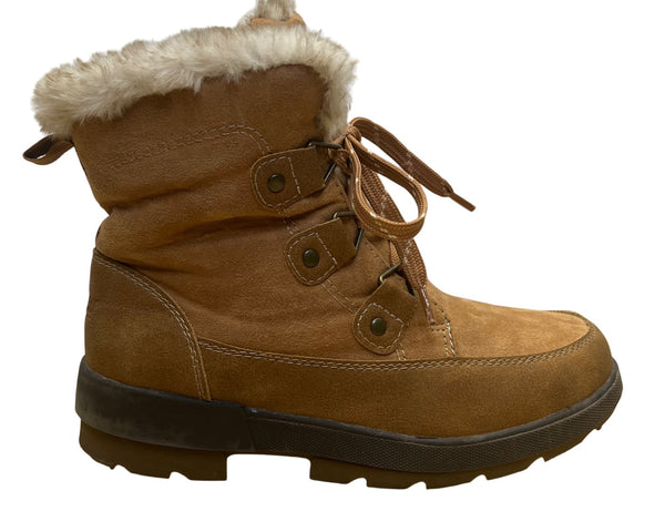 Khombu Women’s Brown Faux Fur Lace Up K Comfort Warm Winter Boots Size 6M