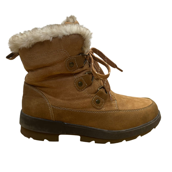 Khombu Women’s Brown Faux Fur Lace Up K Comfort Warm Winter Boots Size 6M