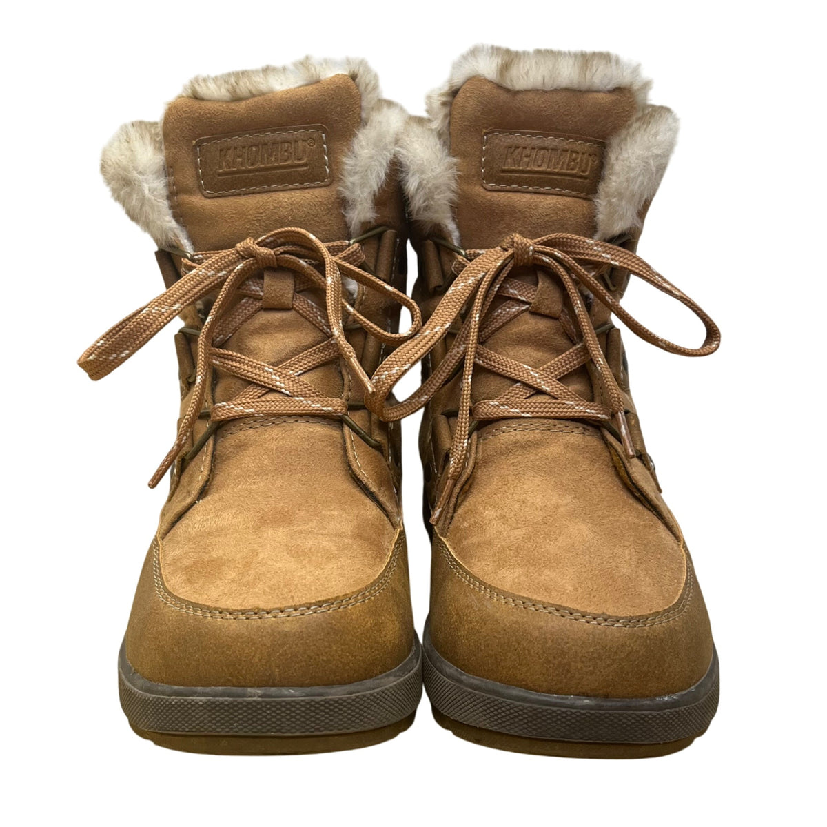 Khombu Women’s Brown Faux Fur Lace Up K Comfort Warm Winter Boots Size 6M