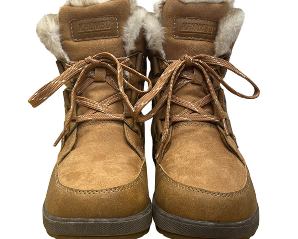 Khombu Women’s Brown Faux Fur Lace Up K Comfort Warm Winter Boots Size 6M