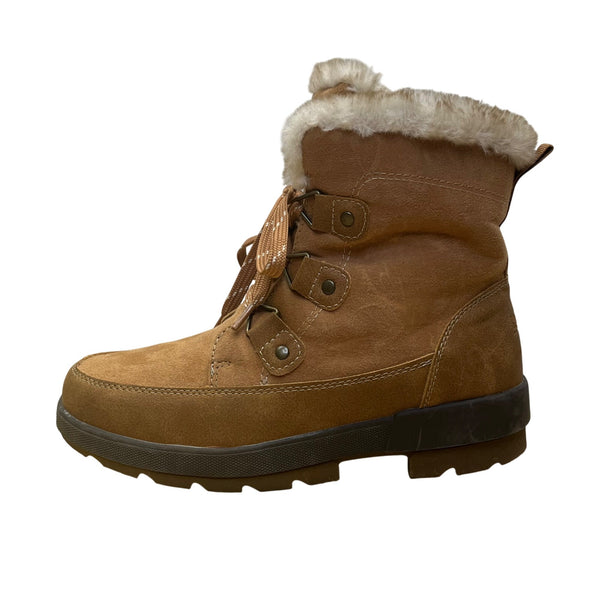 Khombu Women’s Brown Faux Fur Lace Up K Comfort Warm Winter Boots Size 6M