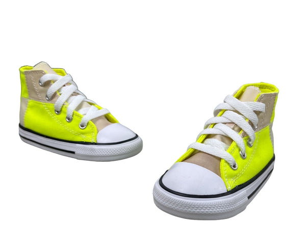 Converse Youth Boy's Yellow Chuck Taylor Uv Light Hi Top Sz 8 - NWOB