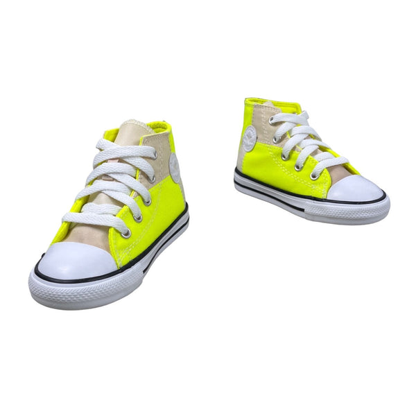 Converse Youth Boy's Yellow Chuck Taylor Uv Light Hi Top Sz 8 - NWOB