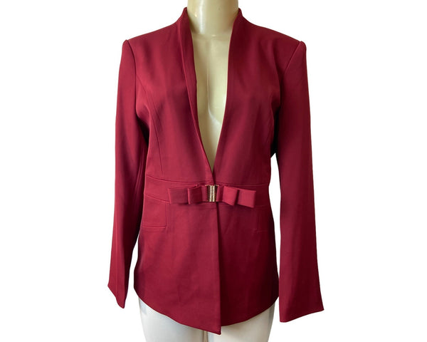 Modful Women's Red Tied Blazer with Rihnstone Belt Strap Sz XS - NWT
