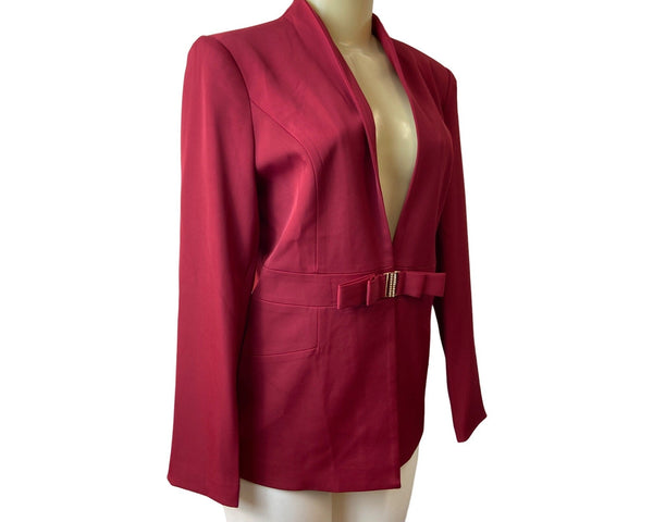 Modful Women's Red Tied Blazer with Rihnstone Belt Strap Sz XS - NWT