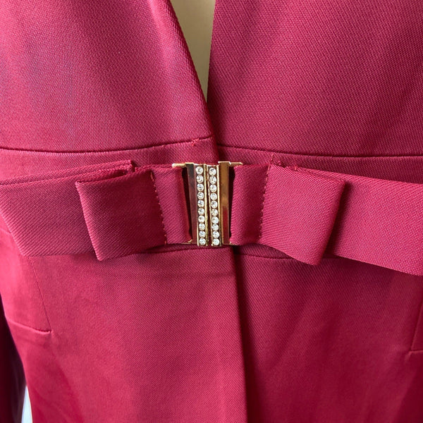 Modful Women's Red Tied Blazer with Rihnstone Belt Strap Sz XS - NWT