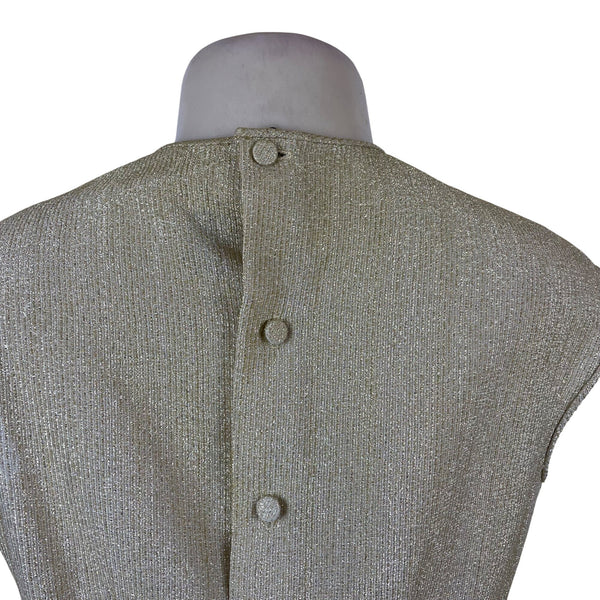 Alsada Womens Metallic Gold Sleeveless Back Button Blouse Vintage Size 10/30