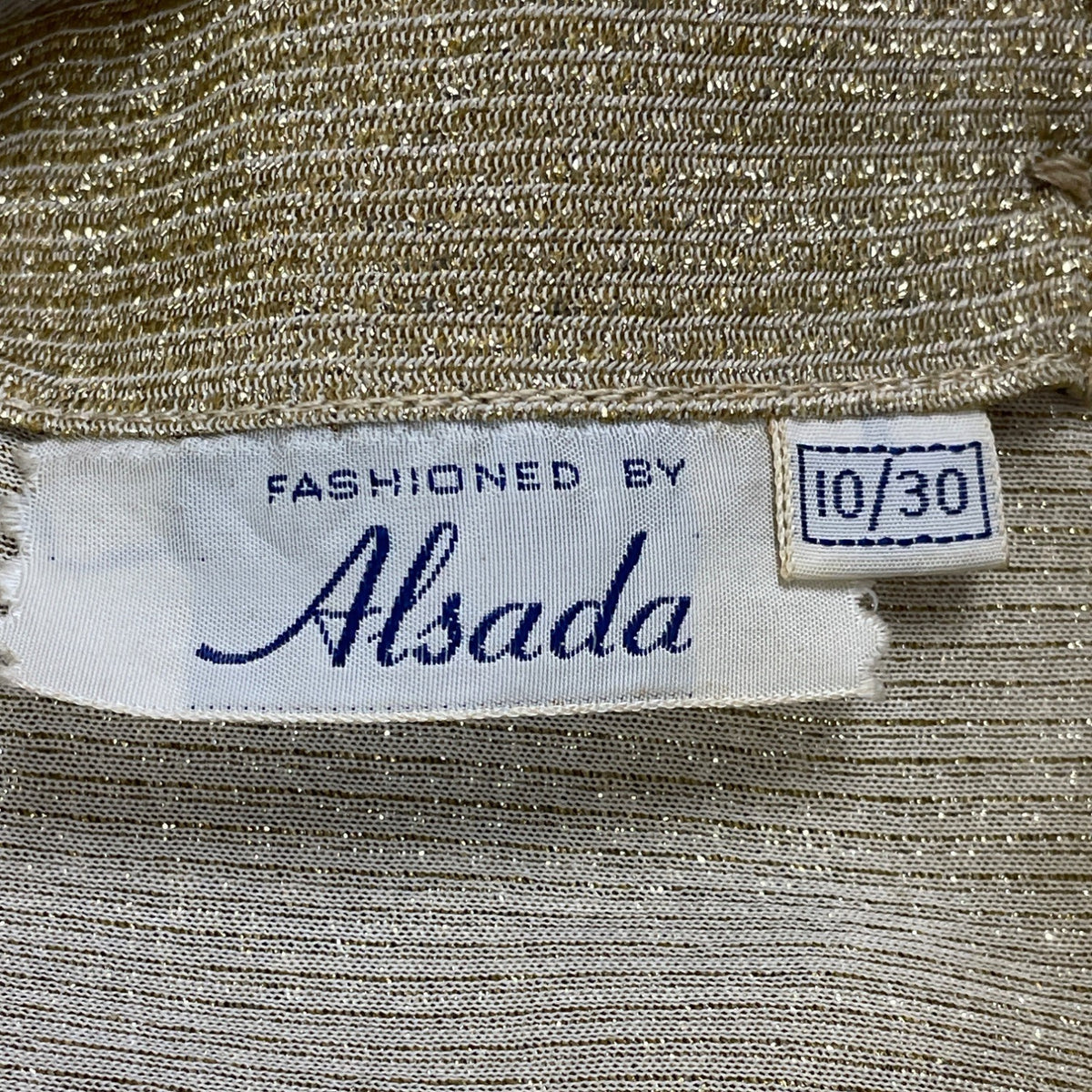 Alsada Womens Metallic Gold Sleeveless Back Button Blouse Vintage Size 10/30