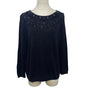 Talbots RSVP Embellished Black Sweater Sz Lp Womens Beaded Neckline Cotton Blend