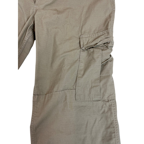 Military Issued Brown Cargo Pants Adjustable Waist & Button Fly Sz Meduim-Long