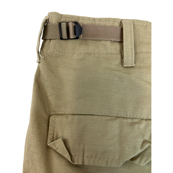 Military Issued Brown Cargo Pants Adjustable Waist & Button Fly Sz Meduim-Long