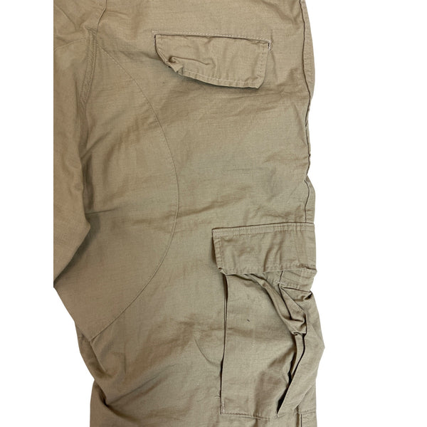 Military Issued Brown Cargo Pants Adjustable Waist & Button Fly Sz Meduim-Long