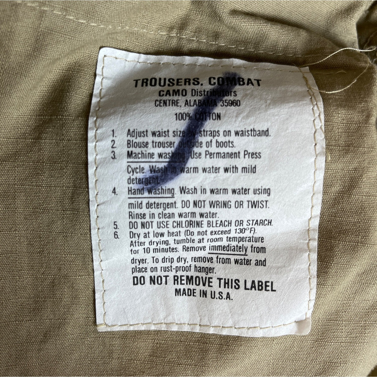 Military Issued Brown Cargo Pants Adjustable Waist & Button Fly Sz Meduim-Long
