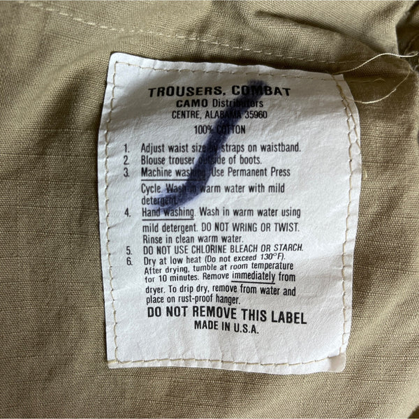 Military Issued Brown Cargo Pants Adjustable Waist & Button Fly Sz Meduim-Long