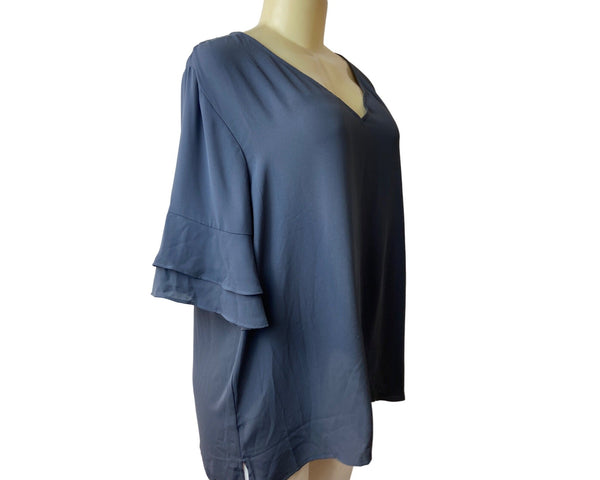 Loft Women's Grey Flowy T-Shirt Sz XL