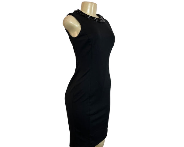 Calvin Klein Women’s Black Beaded Collar Sleeveless Sheath Dress, Size 2