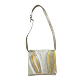 Vintage 80s Shariq Women's White Ivory Faux Reptile Skin Crossbody Bag Sz S