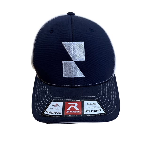 Richardson R-Active Navy & White Mesh Flexfit Hat Size SM-MD