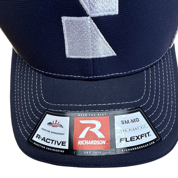 Richardson R-Active Navy & White Mesh Flexfit Hat Size SM-MD