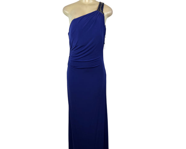 Laundry Women’s Royal Blue Gown With Beaded Asymmetrical Torso Size 10 - New
