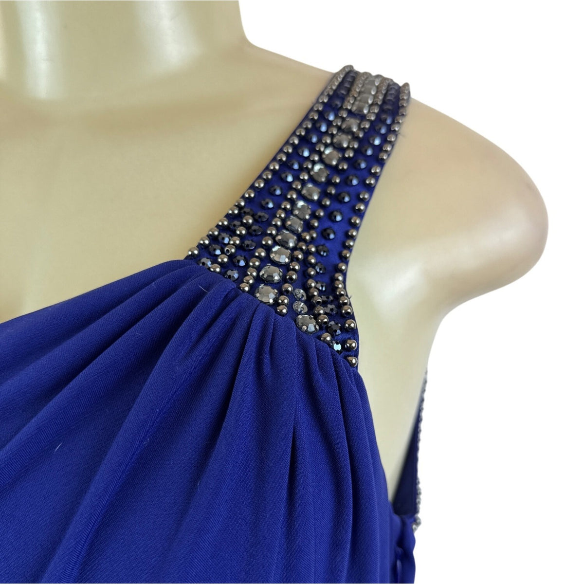 Laundry Women’s Royal Blue Gown With Beaded Asymmetrical Torso Size 10 - New