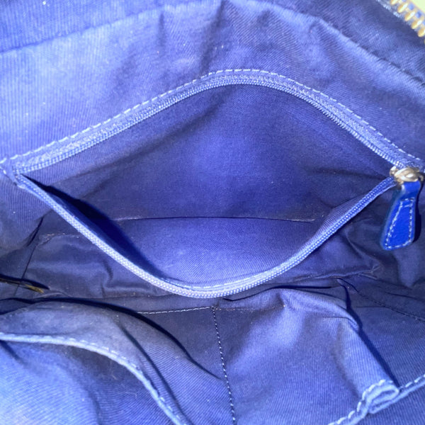 Fossil Women’s Blue Leather Adjustable Strap Dual Front Pockets Crossbody Bag