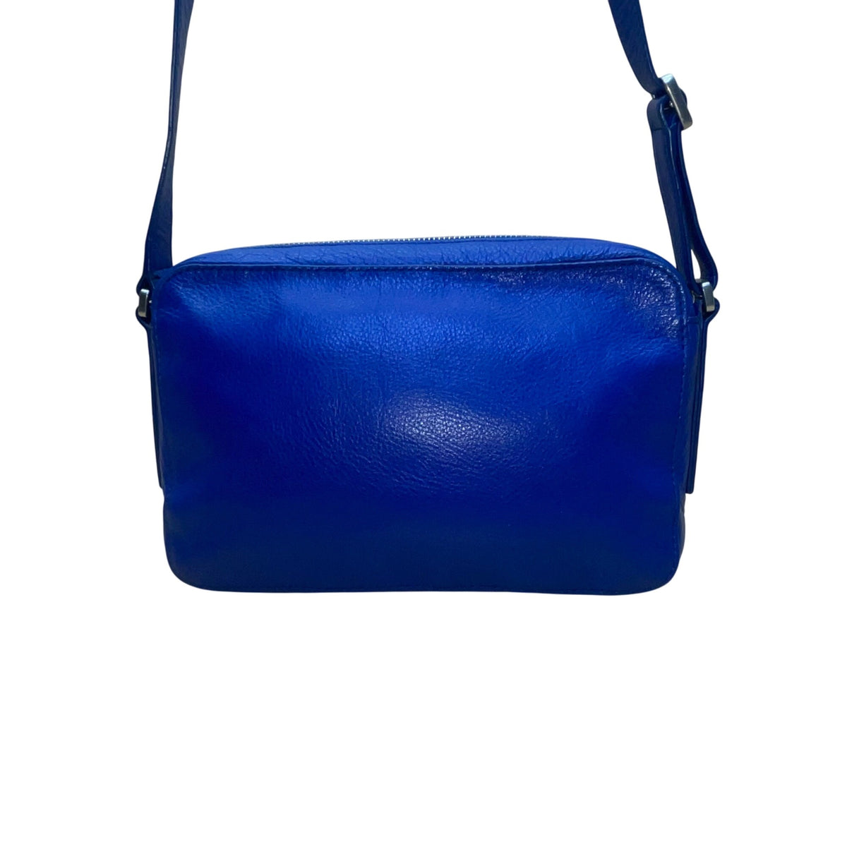 Fossil Women’s Blue Leather Adjustable Strap Dual Front Pockets Crossbody Bag