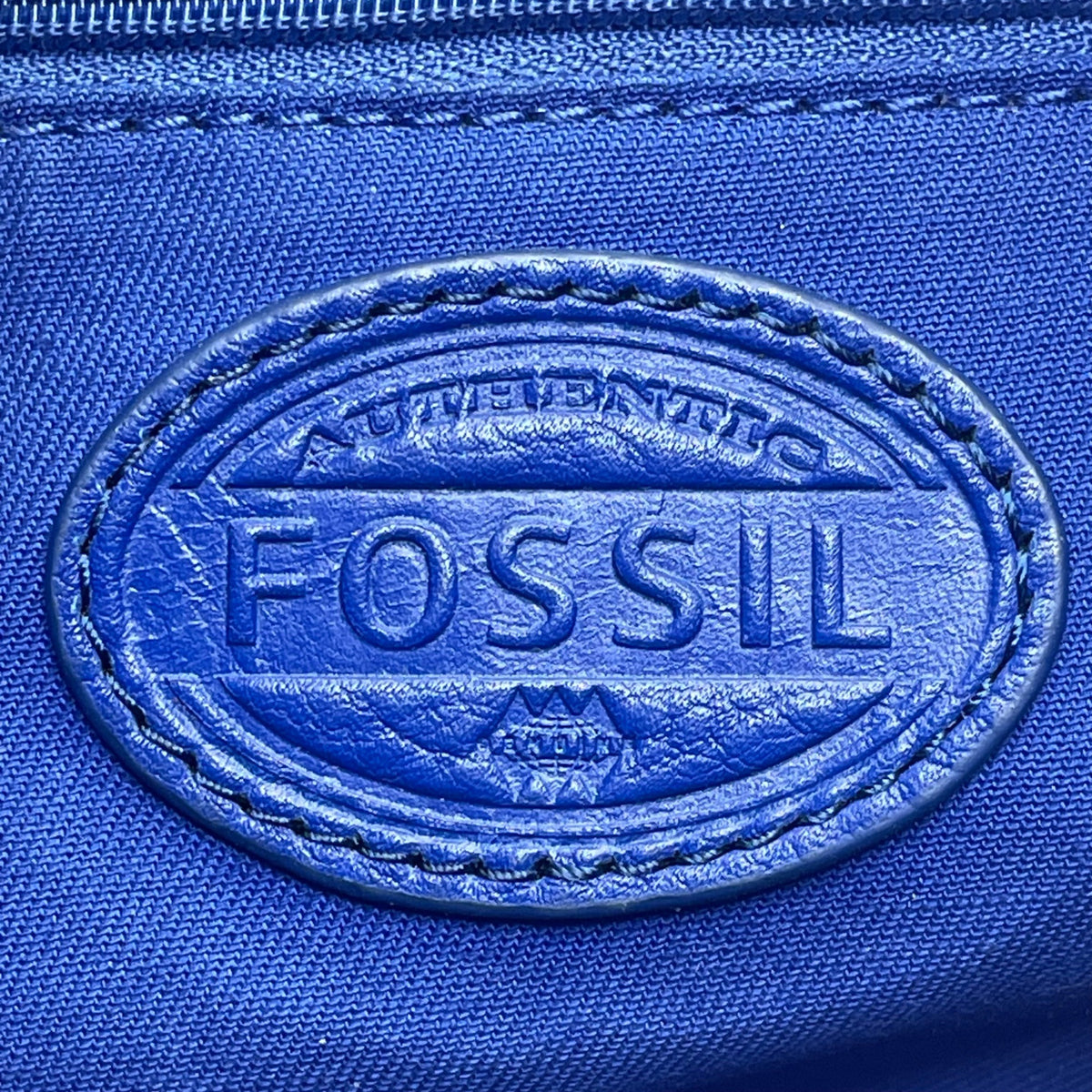 Fossil Women’s Blue Leather Adjustable Strap Dual Front Pockets Crossbody Bag
