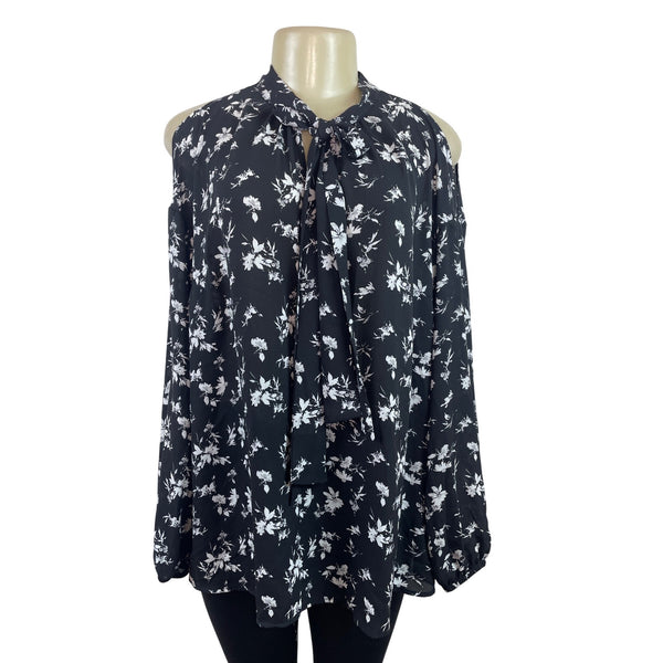 Torrid Women’s Cold Shoulder Floral Print Blouse With Tie Neck Tie Size 1 - New