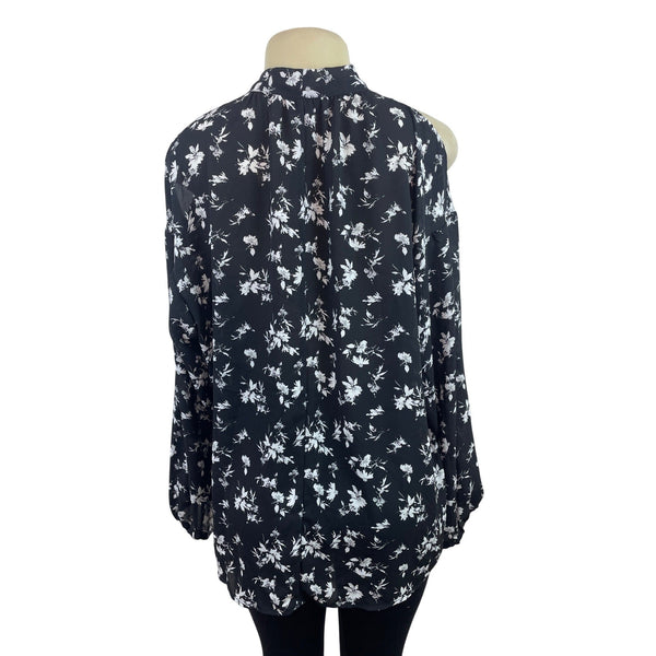 Torrid Women’s Cold Shoulder Floral Print Blouse With Tie Neck Tie Size 1 - New