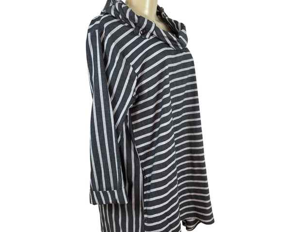 Tulip Womens Black & White Striped Long Sleeve Tunic Top Size L - New