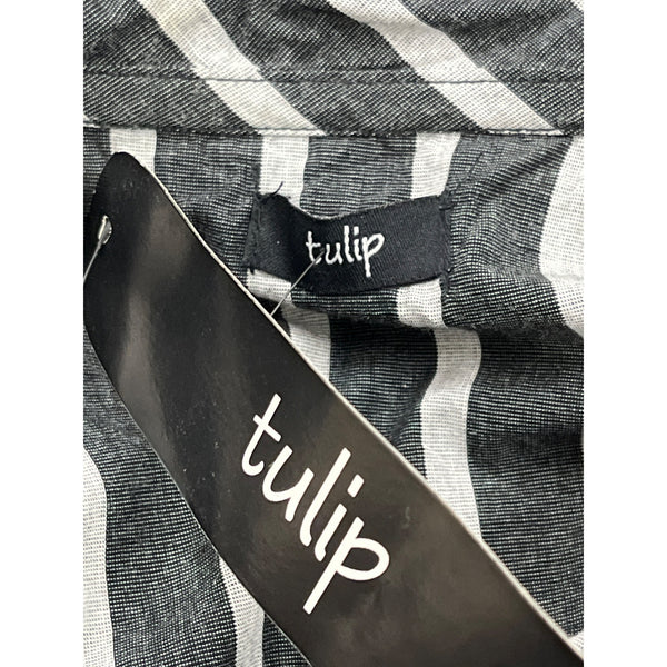 Tulip Women's Black & White Striped Long Sleeve Tunic Top Size L