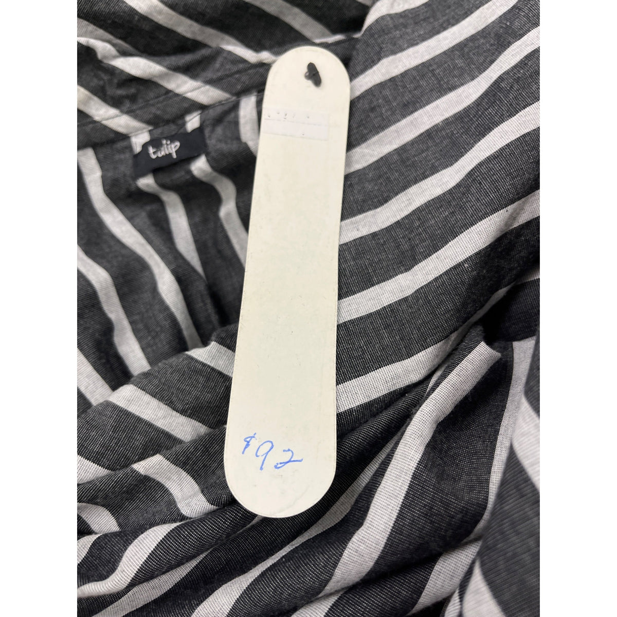 Tulip Women's Black & White Striped Long Sleeve Tunic Top Size L