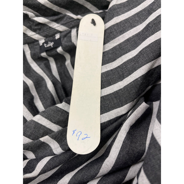 Tulip Women's Black & White Striped Long Sleeve Tunic Top Size L