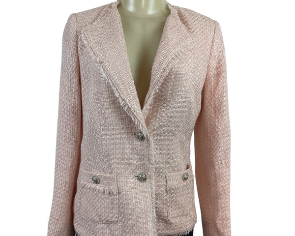 Karl Lagerfeld Women’s Pink Blazer Jacket With Fringe Detail Sz 6
