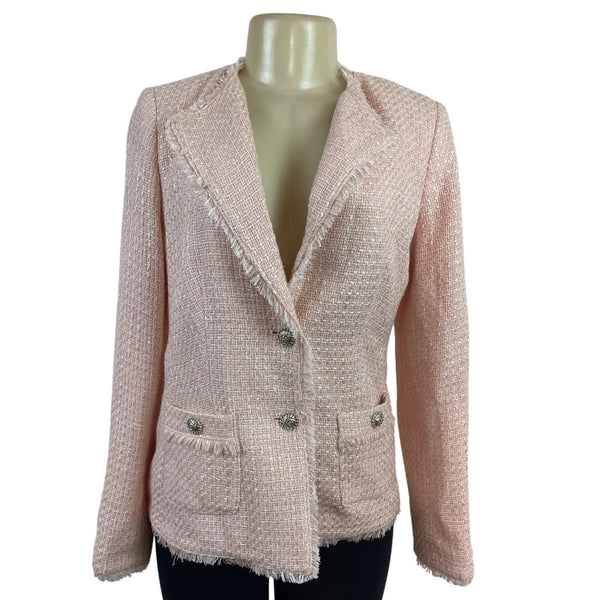 Karl Lagerfeld Women’s Pink Blazer Jacket With Fringe Detail Sz 6