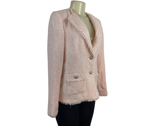 Karl Lagerfeld Women’s Pink Blazer Jacket With Fringe Detail Sz 6