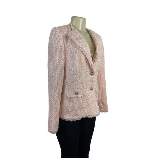 Karl Lagerfeld Women’s Pink Blazer Jacket With Fringe Detail Sz 6