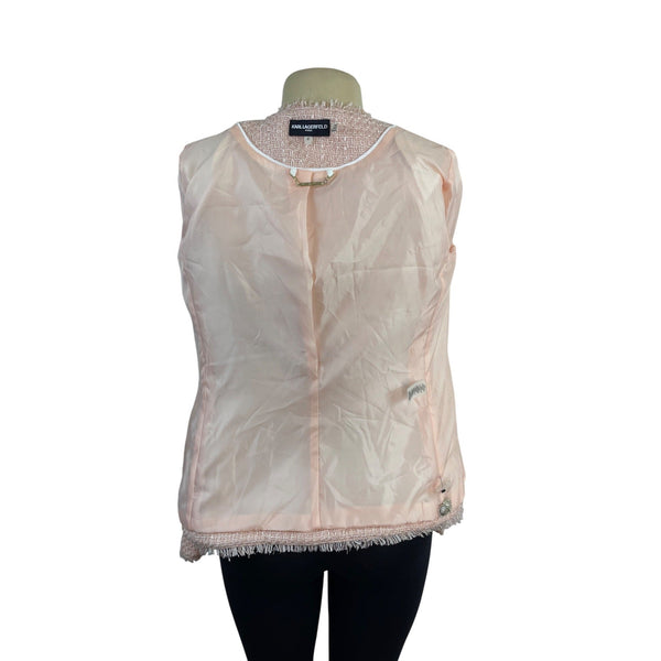 Karl Lagerfeld Women’s Pink Blazer Jacket With Fringe Detail Sz 6
