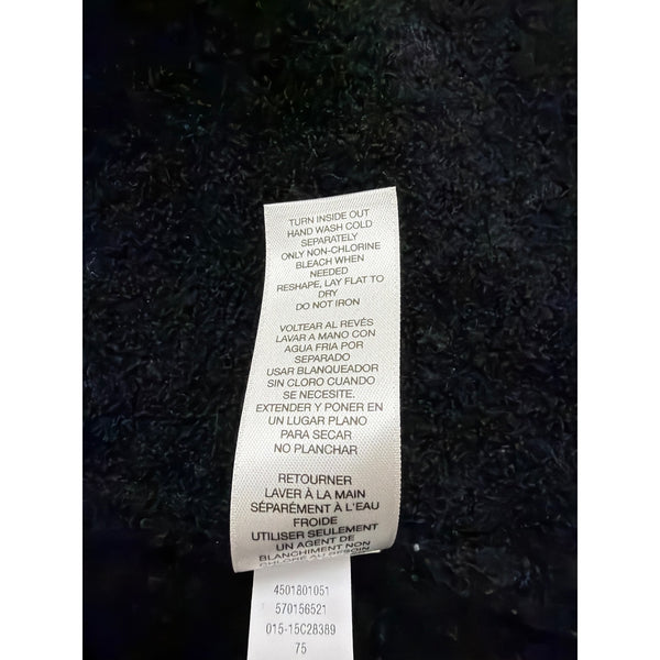 Chicos Womens Black Acrylic/Nylon/Wool Feather Trim Long Sleeve Cardigan Size 2