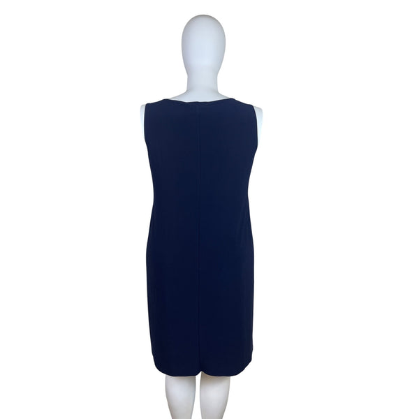 R&M Richards Navy Sleeveless Sheath Dress With Pink/White Cardigan Sz 16 W