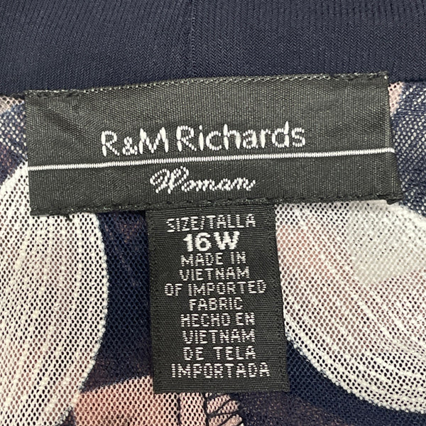 R&M Richards Navy Sleeveless Sheath Dress With Pink/White Cardigan Sz 16 W