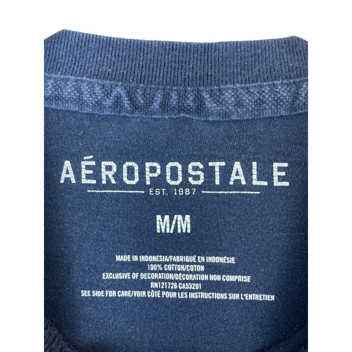 Aeropostale Mens Blue Cotton Graphic Tee NYC 87 Logo Crewneck Size M